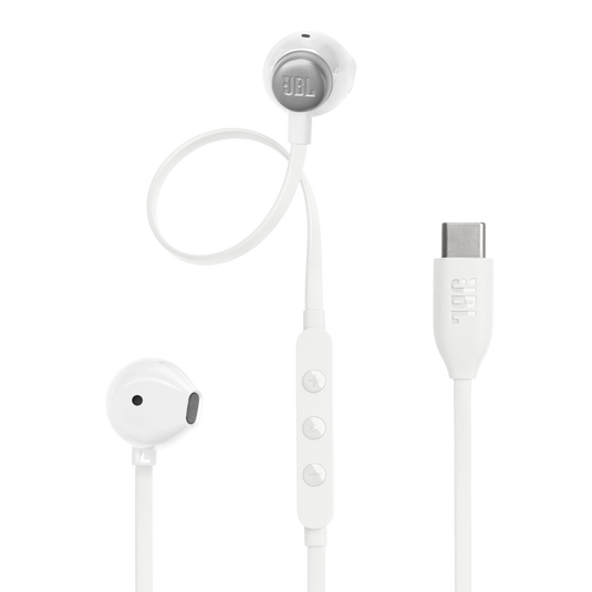 JBL Tune 305C USB - White - Wired Hi-Res Earbud Headphones - Hero image number null